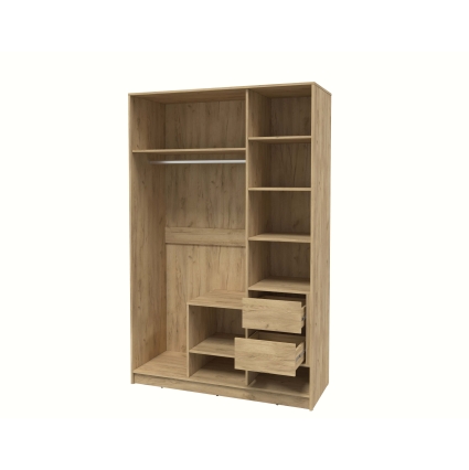 Шкаф распашной Тренд КТ-Ш3 (Дуб золотой ЛДСП/ Океан ЛМДФ) Ш1360 В2128 Г547